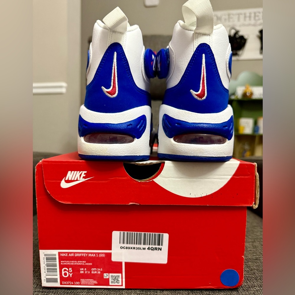 Nike Youth Air Griffey Max 1 DX3724-100, White/Gym Red-old Royal